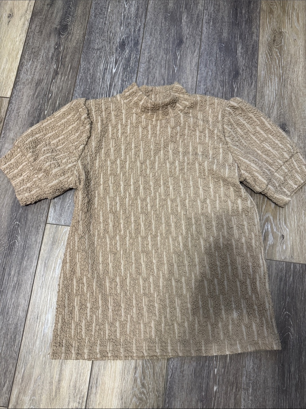 THML Tan Short-Sleeve Textured Top